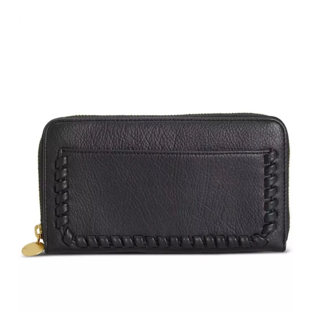Style & Co BLACK Whip-Stitch Zip Wallet, New w/Tag